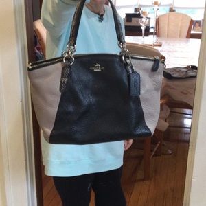 Coach black / beige cross body or hand bag